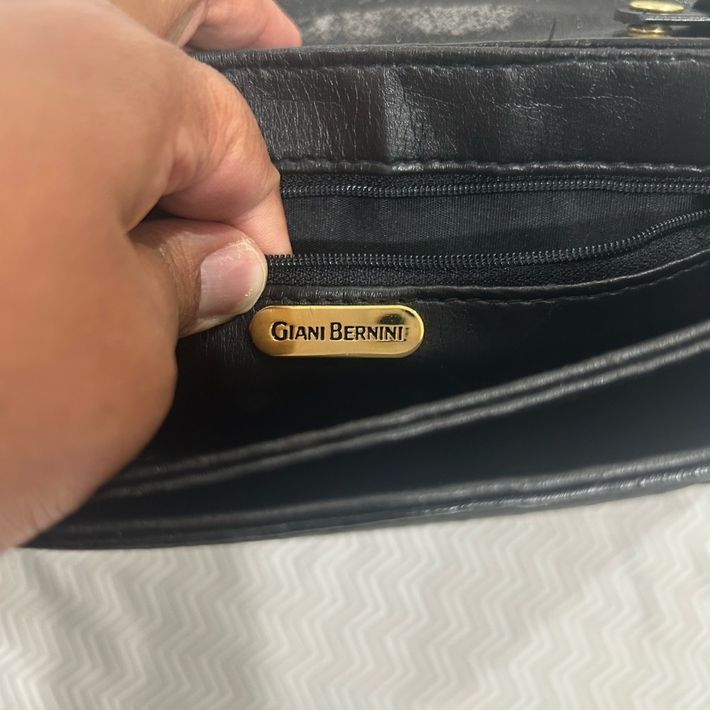 Giani Bernini Ostritch Leather Satchel with Gold Accent - Picture 6 of 12